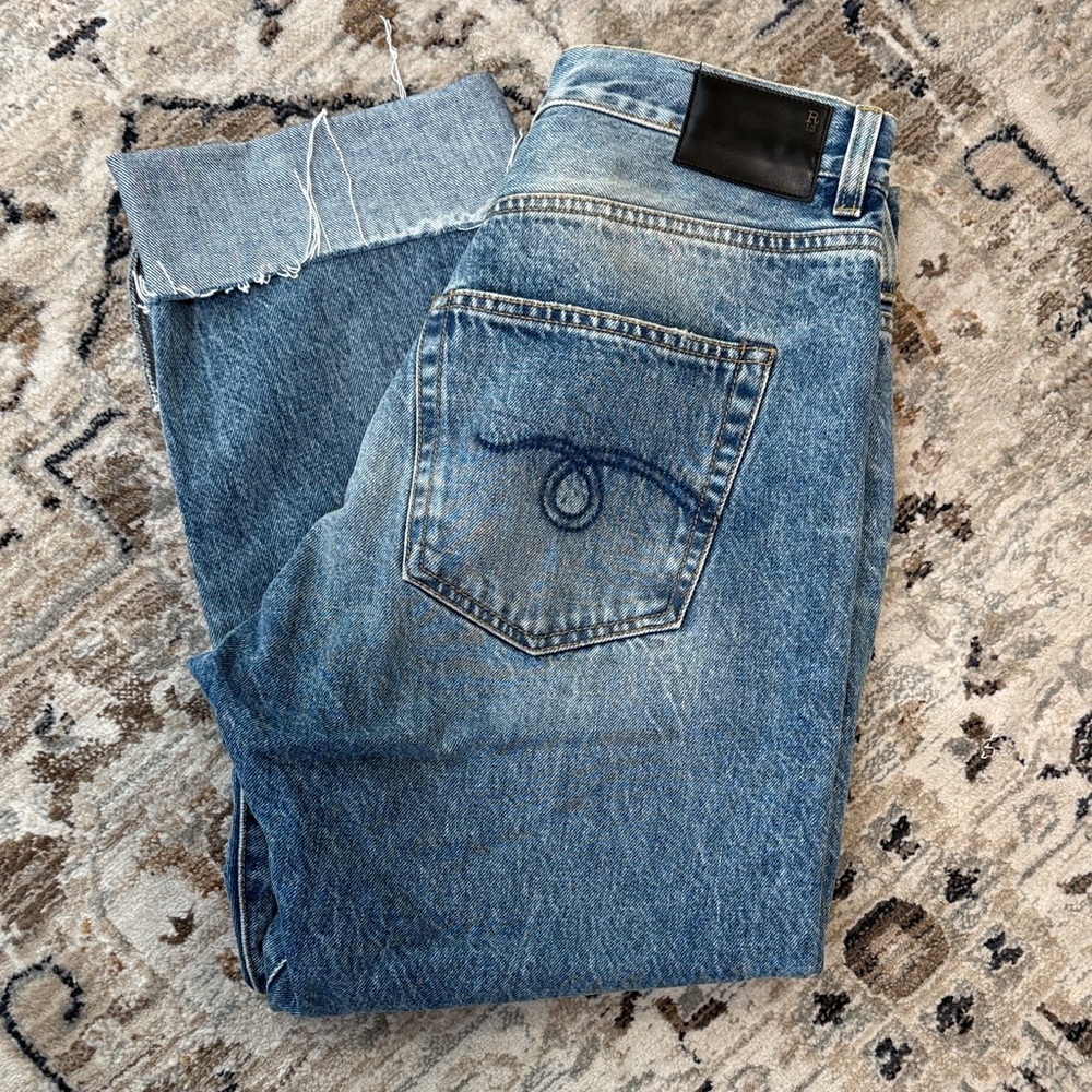 R13 Distressed Blue Boyfriend Jeans